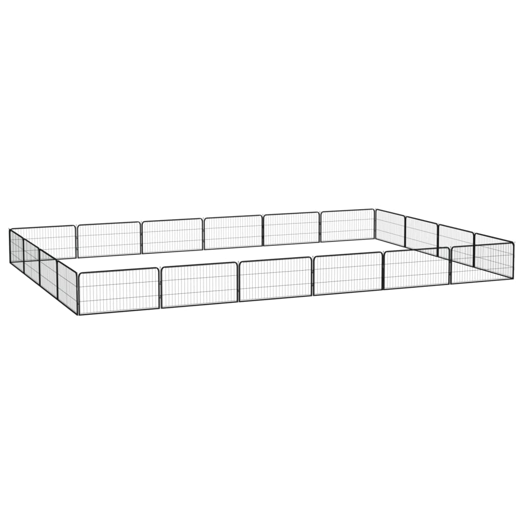 vidaXL Kojec dla psa, 20 panele, czarny, 100x50 cm, stal