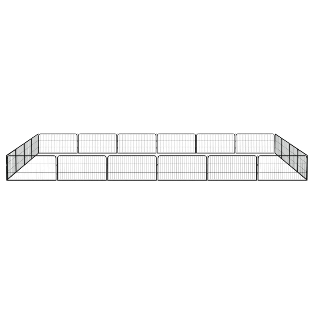 vidaXL Kojec dla psa, 20 panele, czarny, 100x50 cm, stal