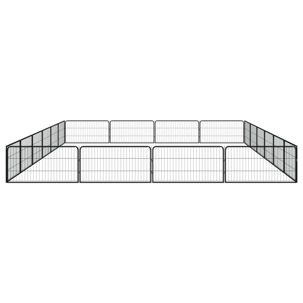 vidaXL Kojec dla psa, 20 panele, czarny, 100x50 cm, stal