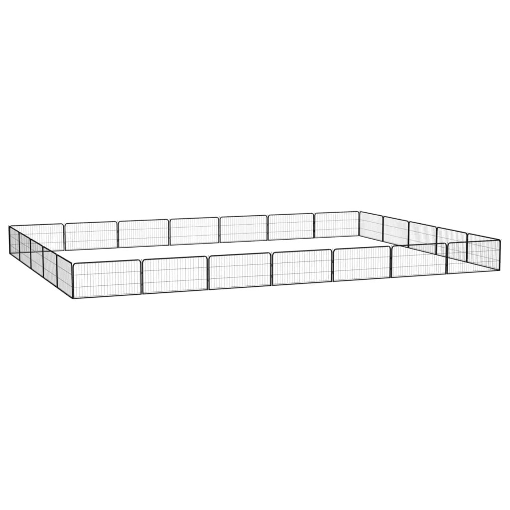 vidaXL Kojec dla psa, 24 panele, czarny, 100x50 cm, stal