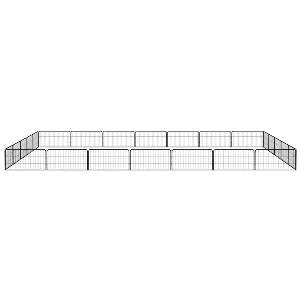vidaXL Kojec dla psa, 24 panele, czarny, 100x50 cm, stal