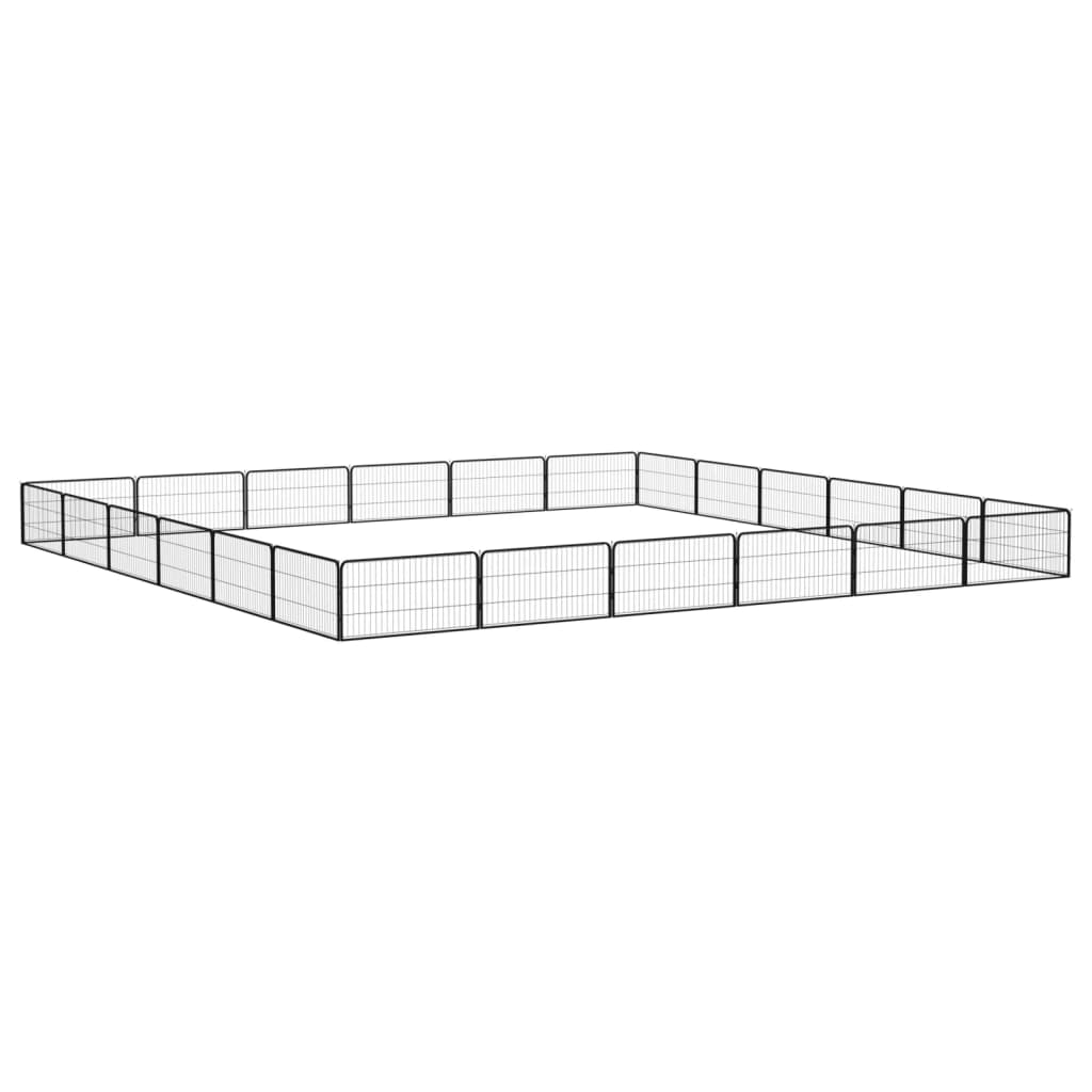 vidaXL Kojec dla psa, 24 panele, czarny, 100x50 cm, stal