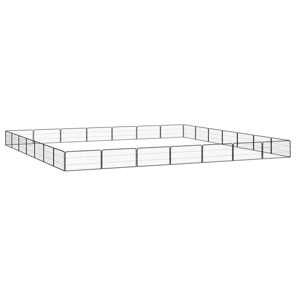 vidaXL Kojec dla psa, 28 panele, czarny, 100x50 cm, stal