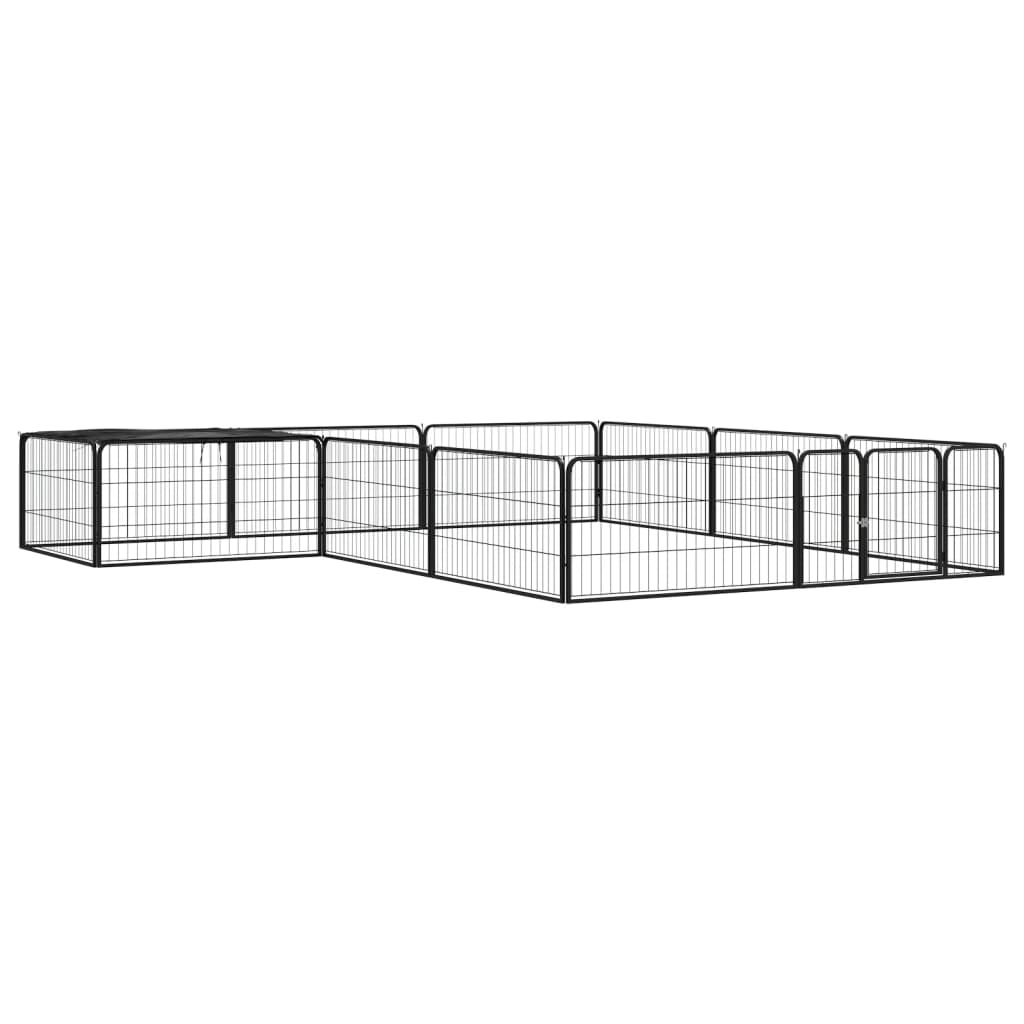 vidaXL Kojec dla psa, 12 panele, czarny, 100x50 cm, stal