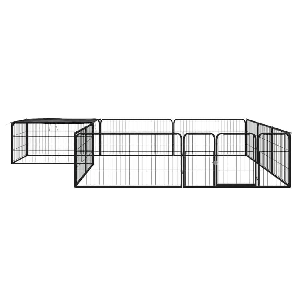vidaXL Kojec dla psa, 12 panele, czarny, 100x50 cm, stal