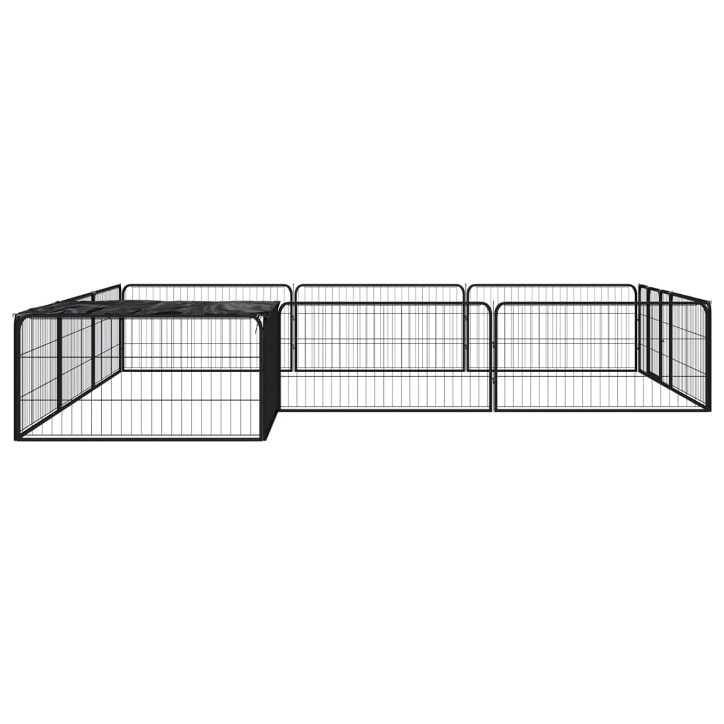 vidaXL Kojec dla psa, 12 panele, czarny, 100x50 cm, stal