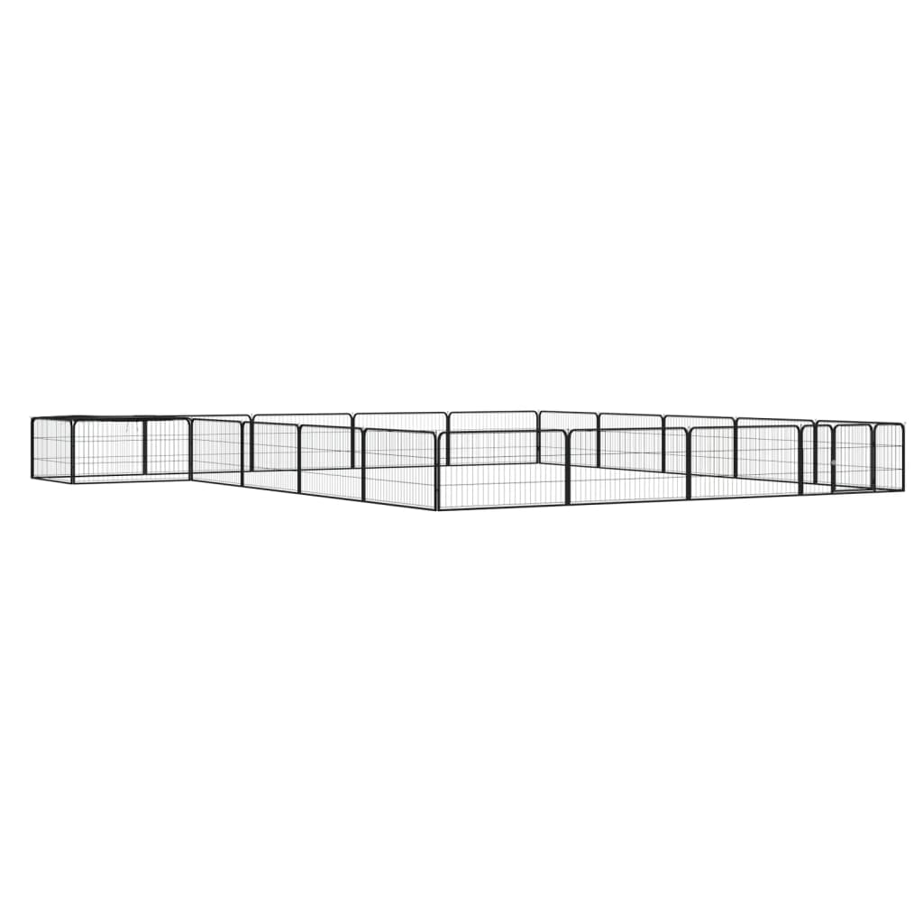 vidaXL Kojec dla psa, 20 panele, czarny, 100x50 cm, stal