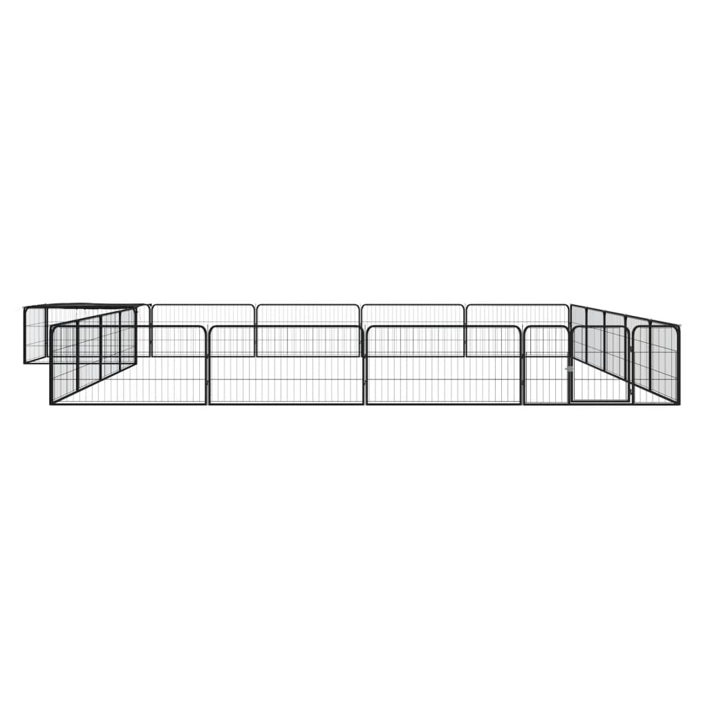 vidaXL Kojec dla psa, 20 panele, czarny, 100x50 cm, stal
