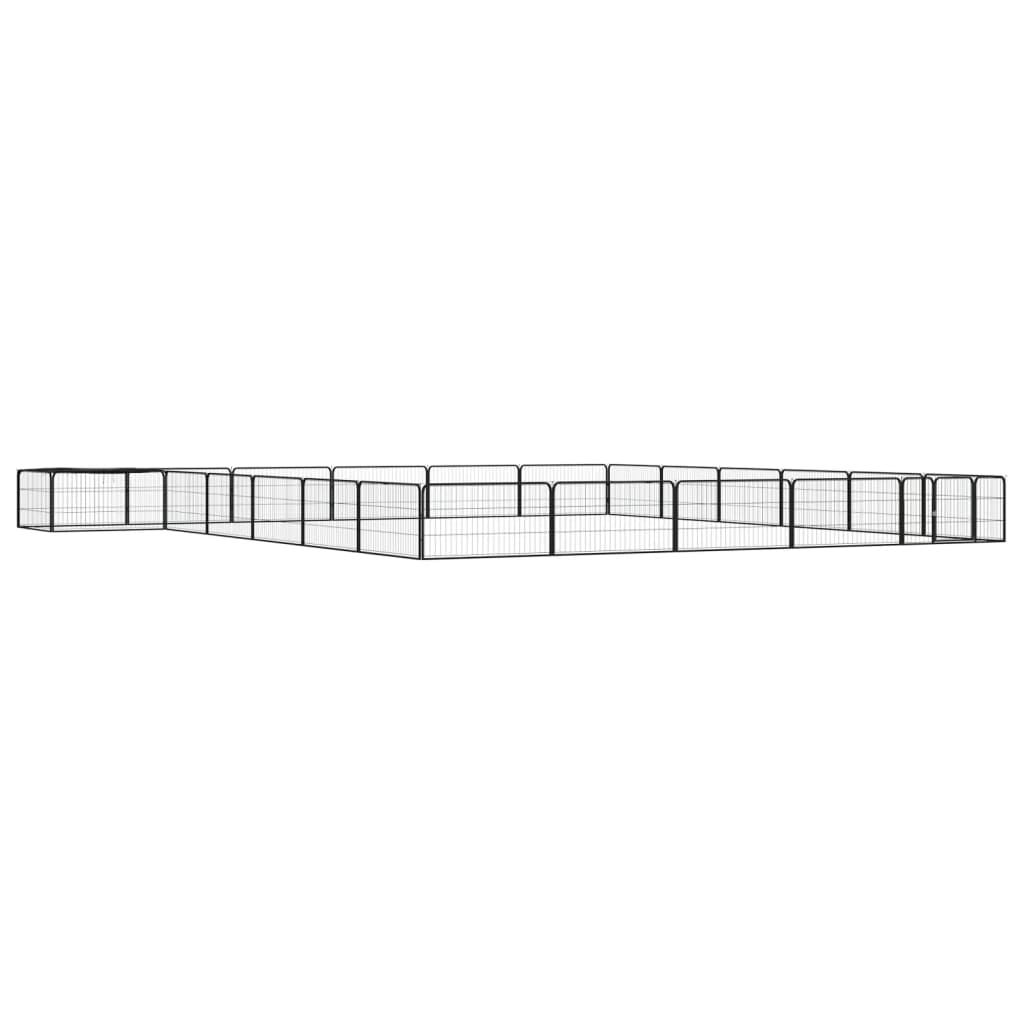 vidaXL Kojec dla psa, 24 panele, czarny, 100x50 cm, stal