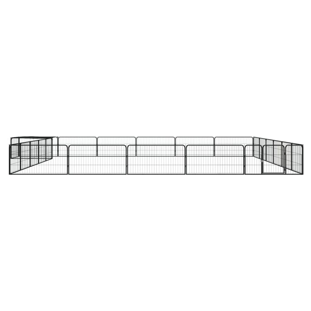 vidaXL Kojec dla psa, 24 panele, czarny, 100x50 cm, stal
