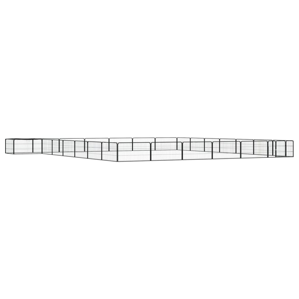 vidaXL Kojec dla psa, 28 panele, czarny, 100x50 cm, stal