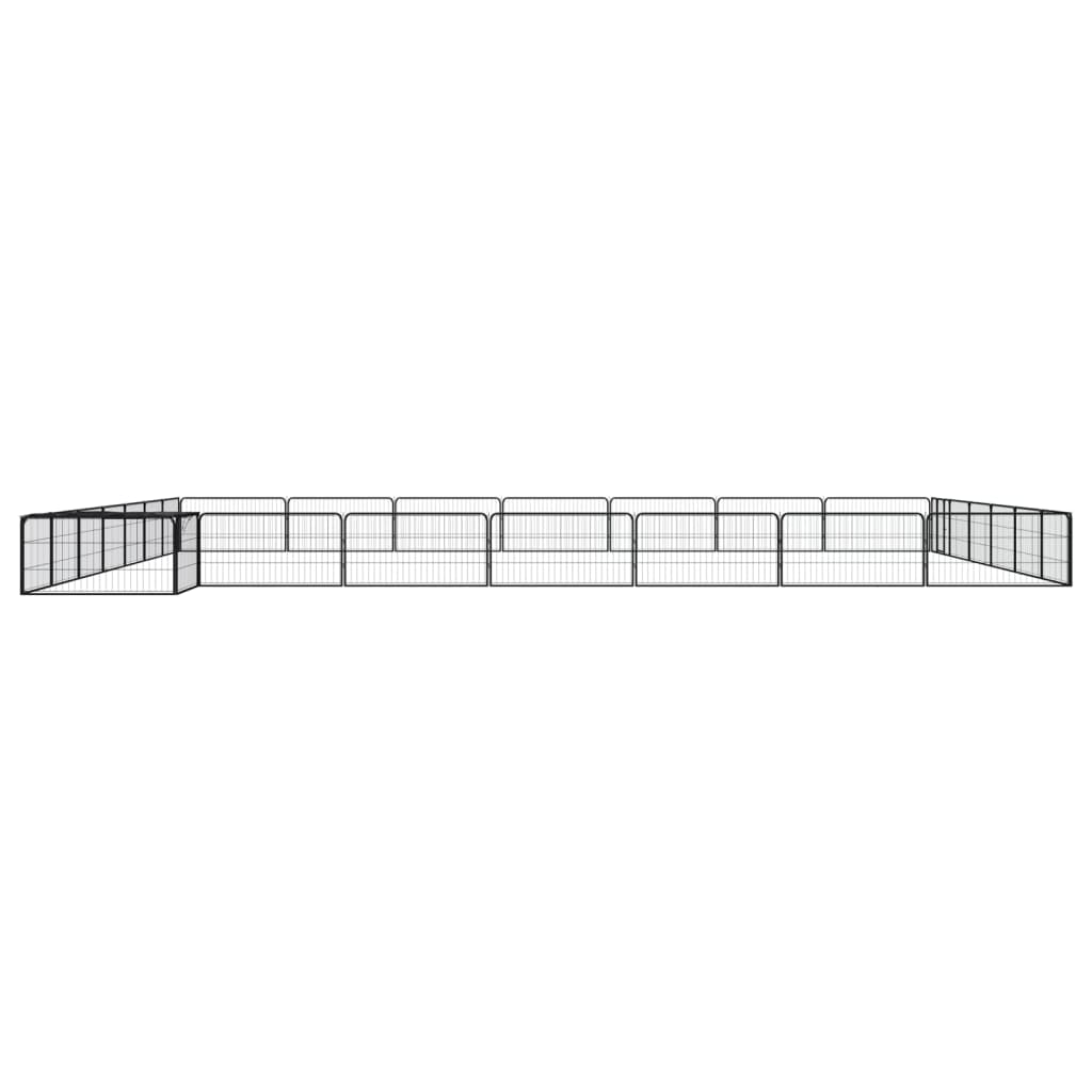vidaXL Kojec dla psa, 28 panele, czarny, 100x50 cm, stal