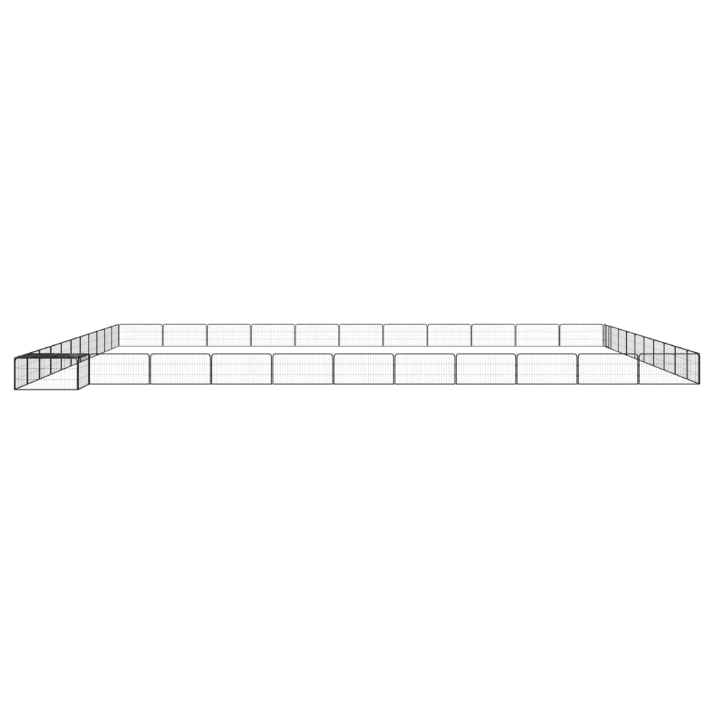 vidaXL Kojec dla psa, 44 panele, czarny, 100x50 cm, stal