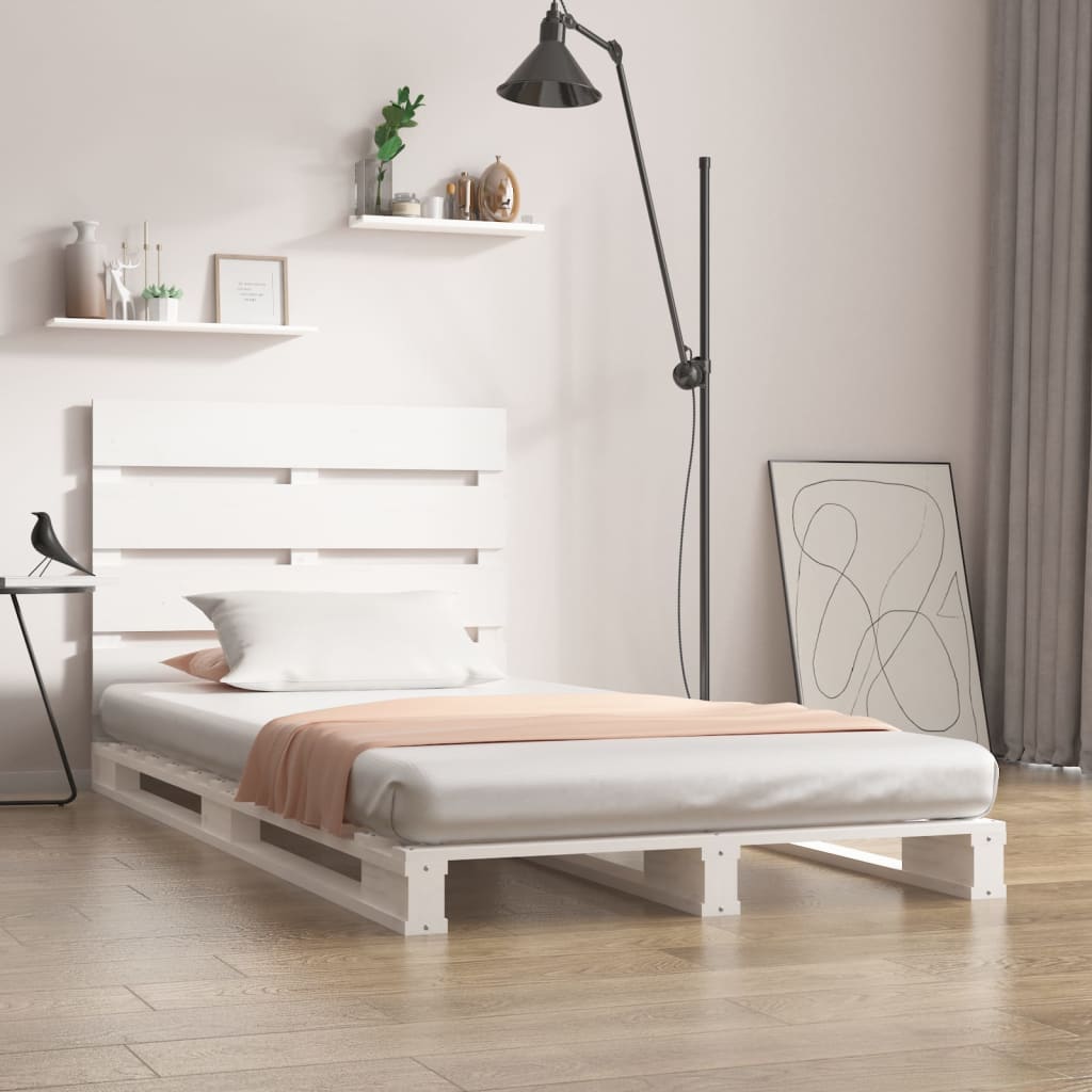 vidaXL Rama łóżka bez materaca, biała, 90x200 cm, lite drewno sosnowe