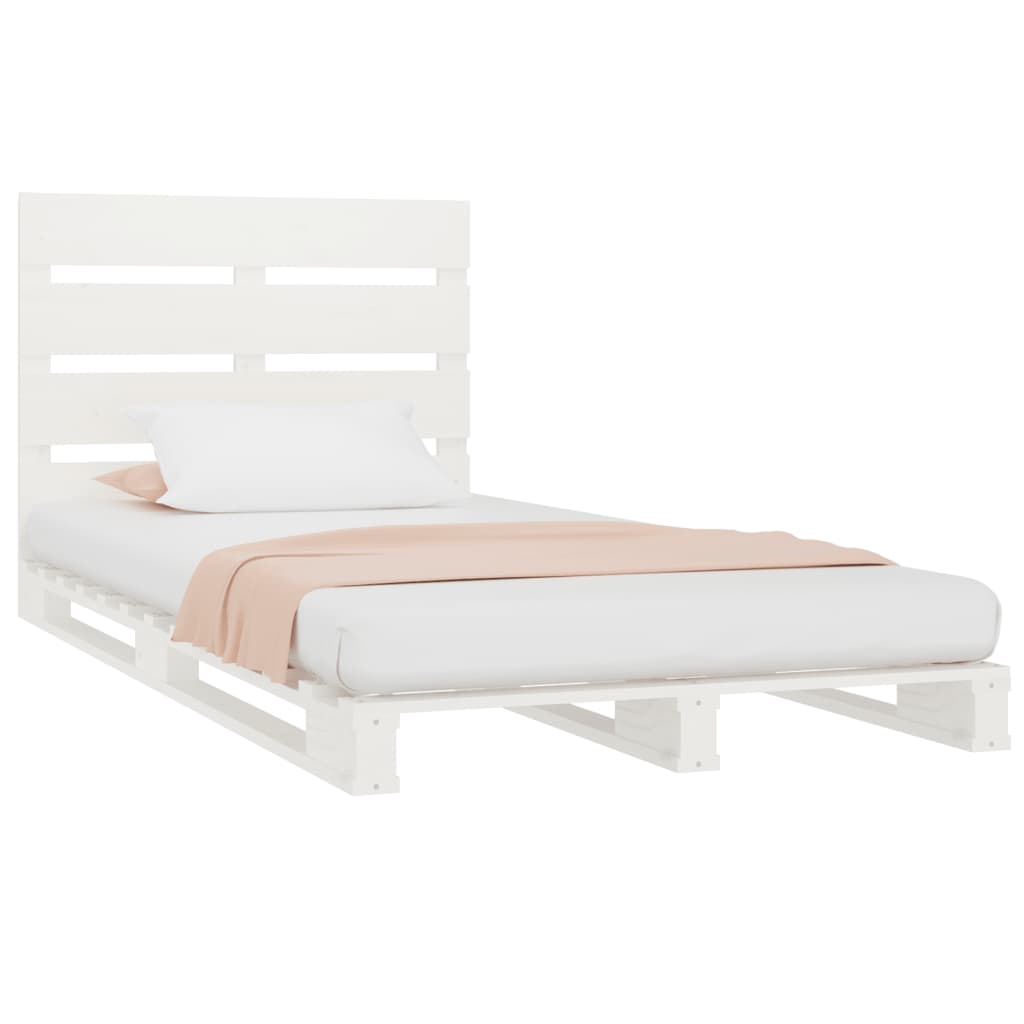 vidaXL Rama łóżka bez materaca, biała, 75x190 cm, lite drewno sosnowe