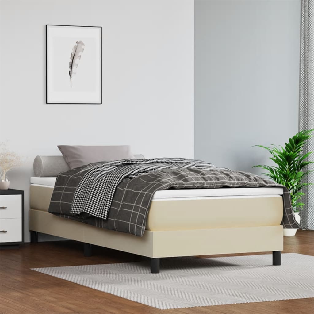 vidaXL Materac kieszeniowy, średnia twardość, kremowy, 90x200x20 cm, sztuczna skóra