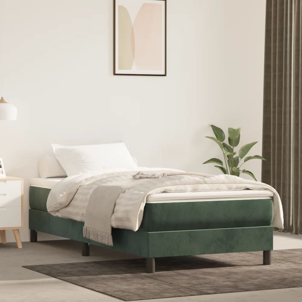 vidaXL Materac kieszeniowy, średnia twardość, ciemnozielony, 90x200x20 cm, aksamit