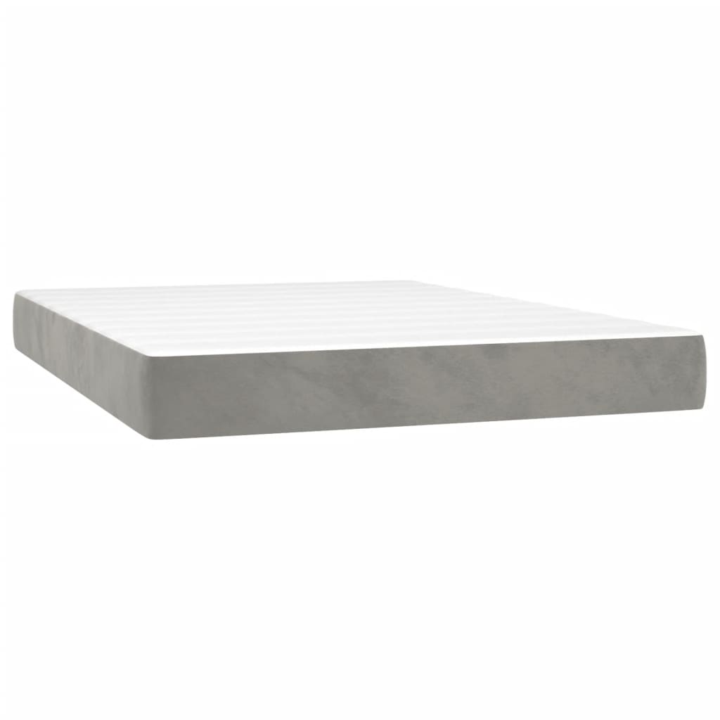 vidaXL Materac kieszeniowy, średnia twardość, jasnoszary, 140x190x20 cm, aksamit
