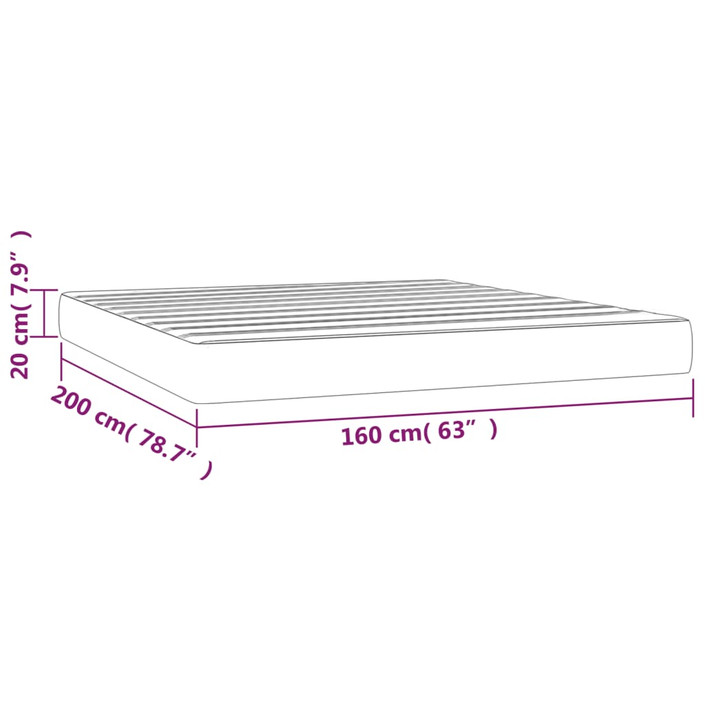 vidaXL Materac kieszeniowy, średnia twardość, ciemnoniebieski, 160x200x20 cm, aksamit