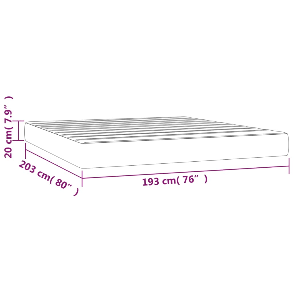 vidaXL Materac kieszeniowy, średnia twardość, jasnoszary, 193x203x20 cm, tkanina