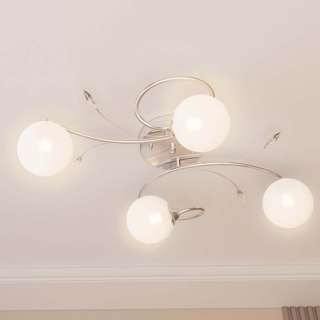 vidaXL Lampa sufitowa, okrągłe szklane klosze, 4 żarówki LED, G9