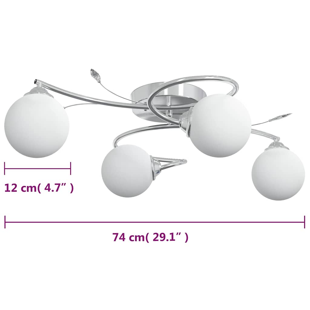 vidaXL Lampa sufitowa, okrągłe szklane klosze, 4 żarówki LED, G9