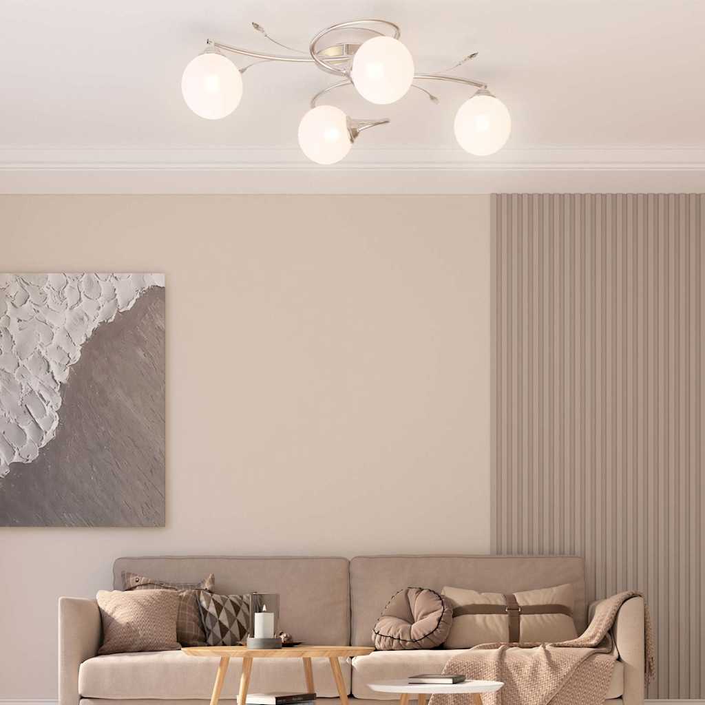 vidaXL Lampa sufitowa, okrągłe szklane klosze, 4 żarówki LED, G9
