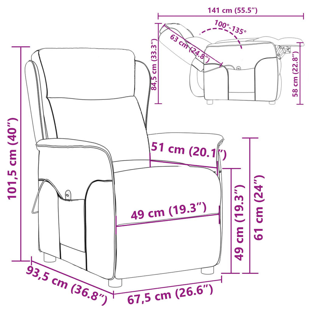 vidaXL Fotel do masażu Ciemnoszary 93.5 x 67.5 x 101.5 cm tkanina