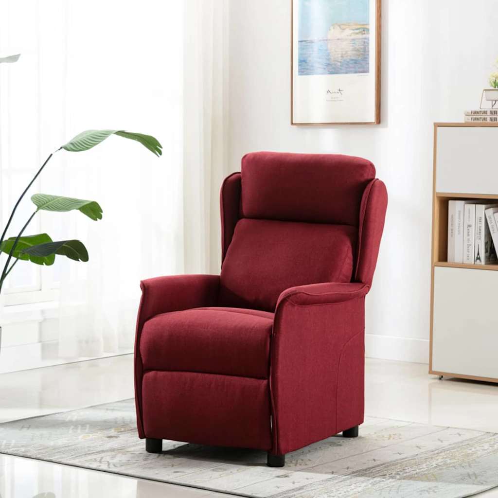 vidaXL Fotel do masażu z poduszką Wino 93.5 x 67.5 x 101.5 cm tkanina