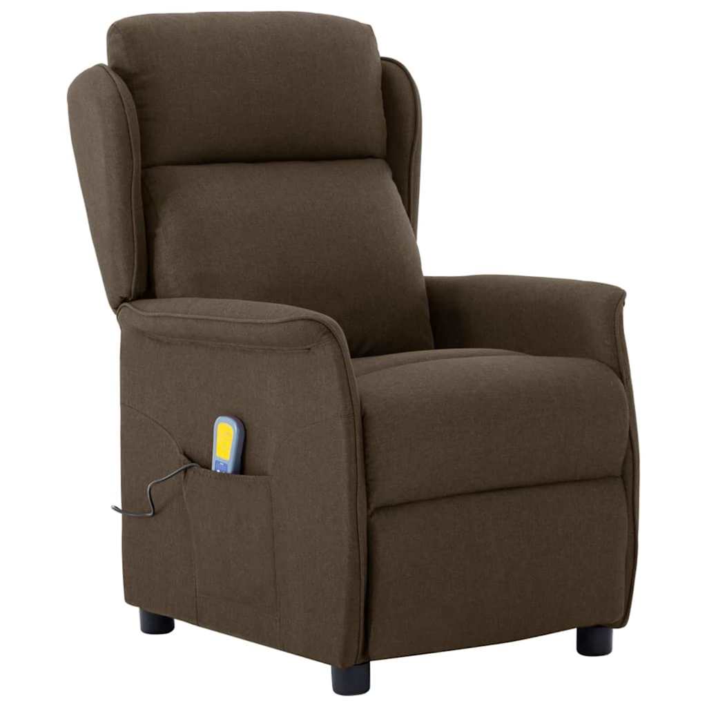 vidaXL Fotel do masażu Brązowy 93.5 x 67.5 x 101.5 cm tkanina