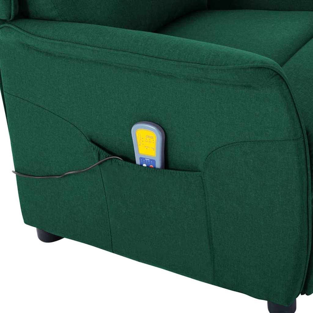 vidaXL Fotel do masażu Ciemna zieleń 93.5 x 67.5 x 101.5 cm tkanina