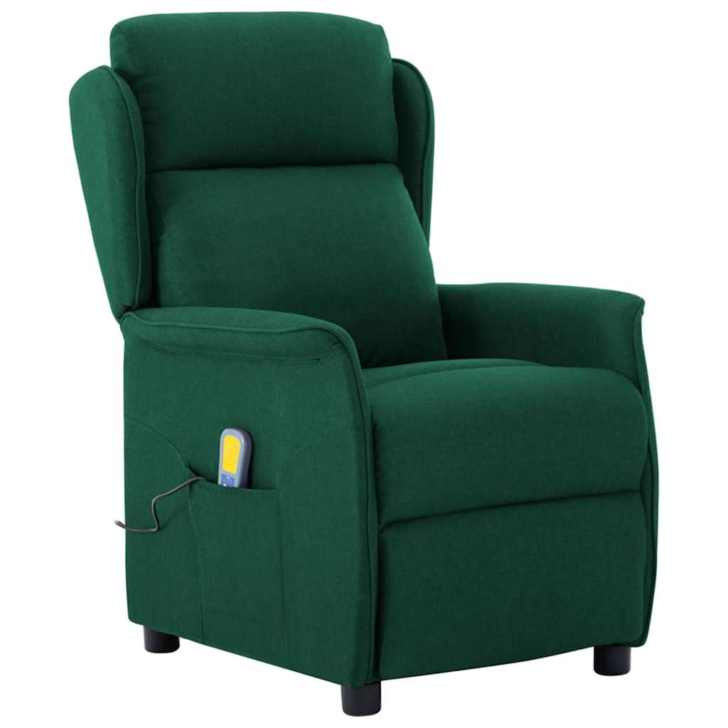 vidaXL Fotel do masażu Ciemna zieleń 93.5 x 67.5 x 101.5 cm tkanina