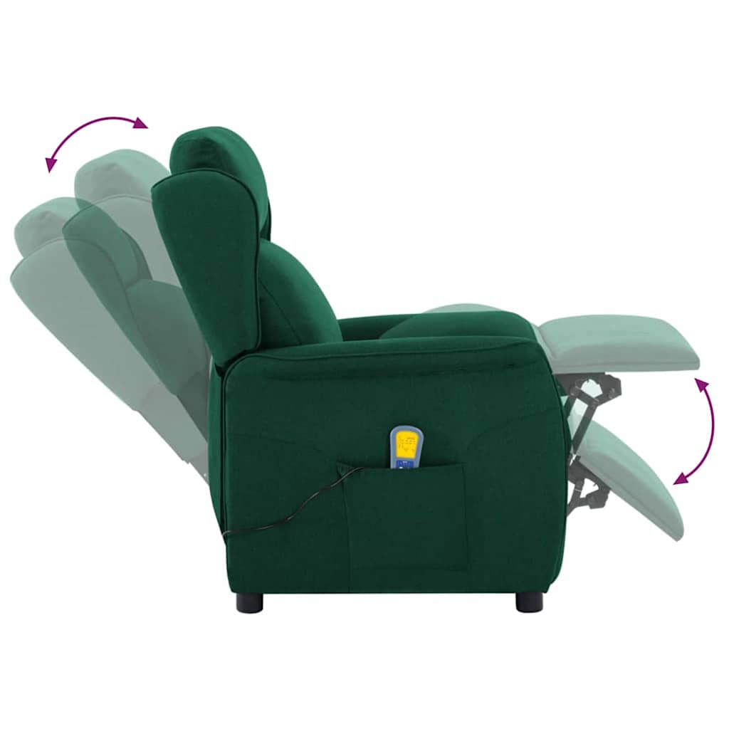 vidaXL Fotel do masażu Ciemna zieleń 93.5 x 67.5 x 101.5 cm tkanina