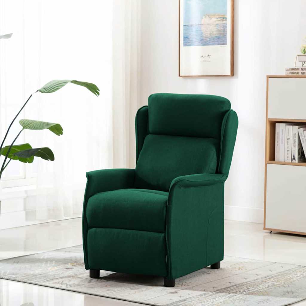 vidaXL Fotel do masażu Ciemna zieleń 93.5 x 67.5 x 101.5 cm tkanina