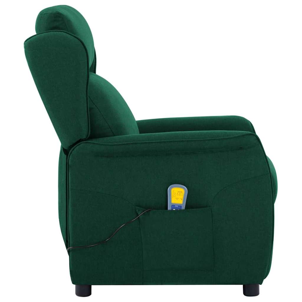 vidaXL Fotel do masażu Ciemna zieleń 93.5 x 67.5 x 101.5 cm tkanina