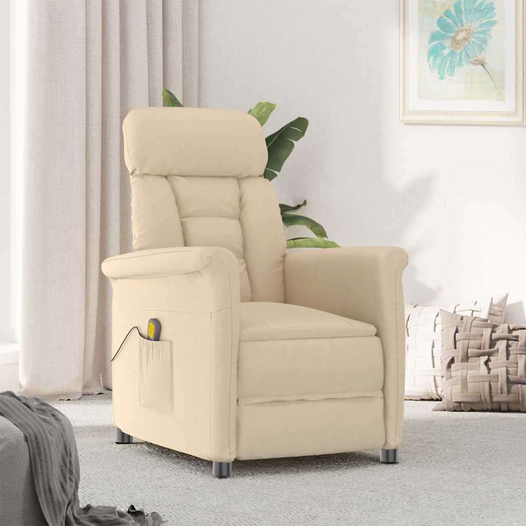 vidaXL Fotel do masażu Kremowy 96.5 x 70.5 x 95 cm Mikrofibra