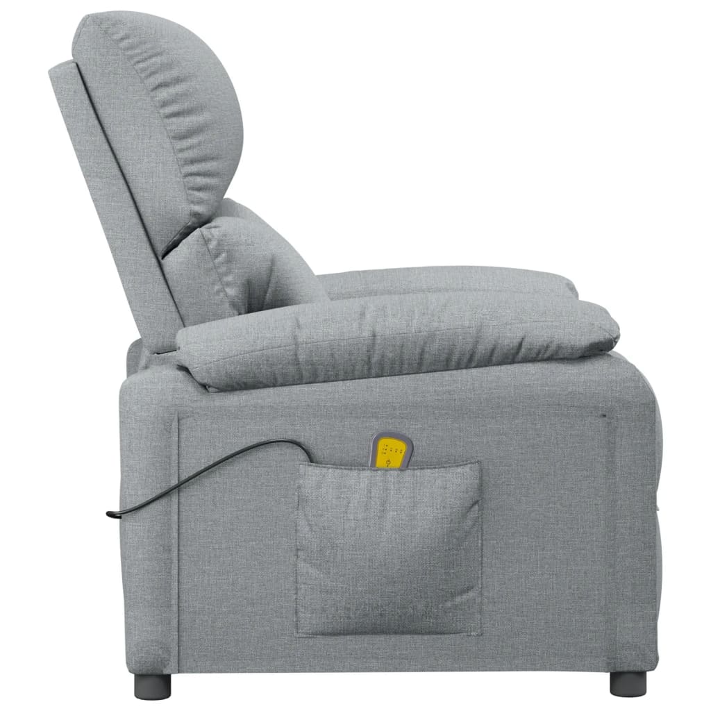 vidaXL Fotel masujący, jasnoszary, obity tkaniną