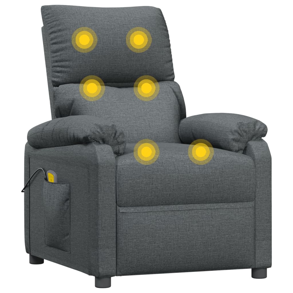 vidaXL Fotel z masażem, ciemnoszary, tkanina