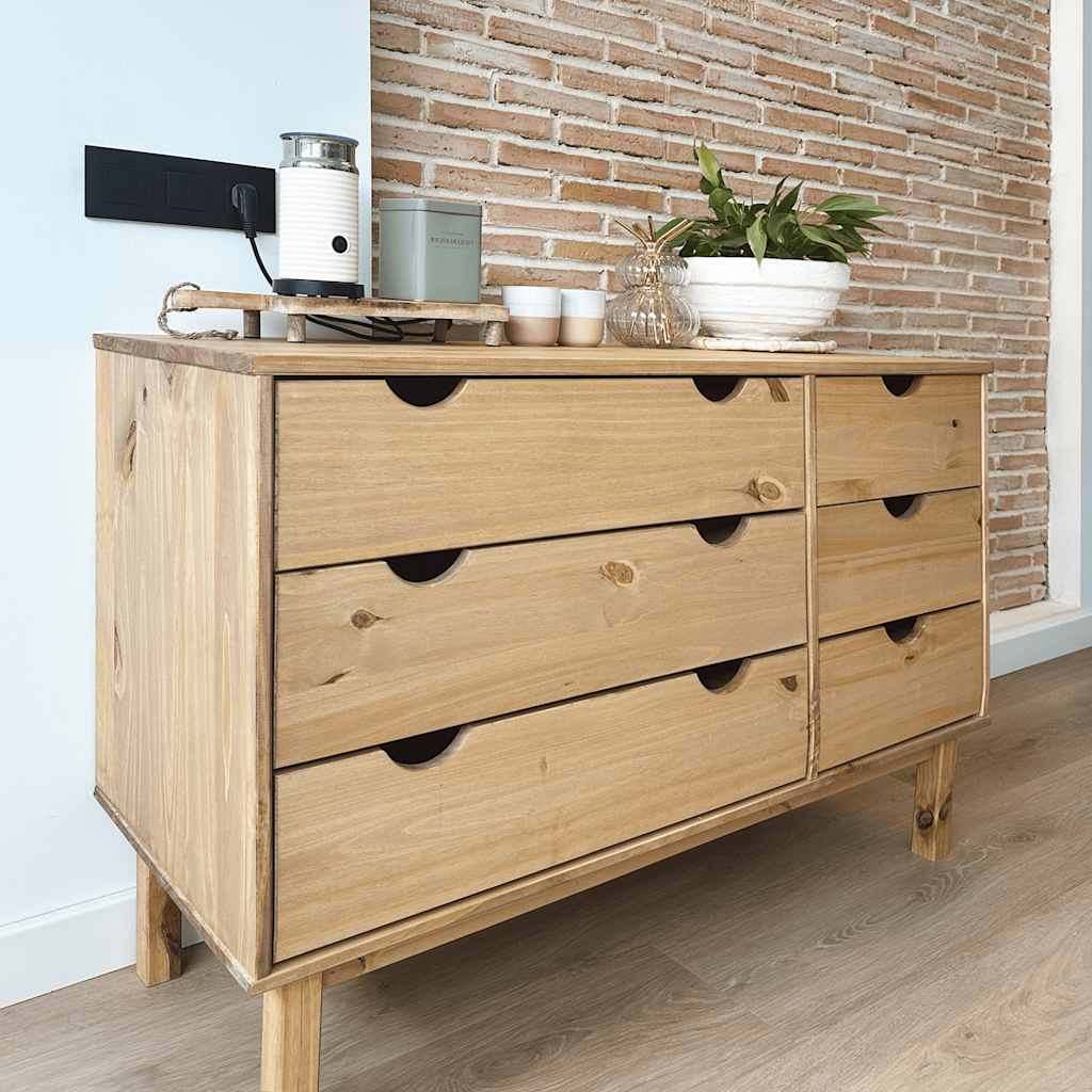 vidaXL Szafka z szufladami OTTA, 111x43x73,5 cm, lite drewno sosnowe