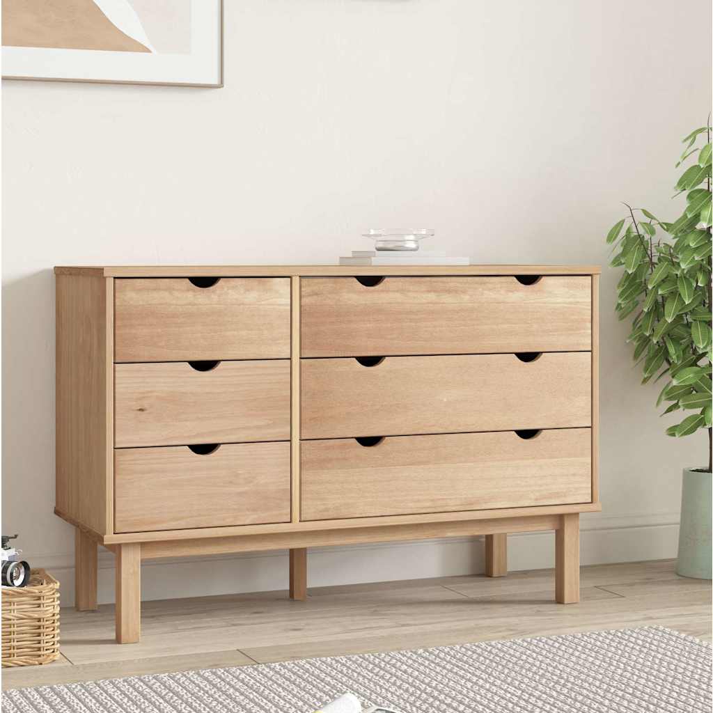 vidaXL Szafka z szufladami OTTA, 111x43x73,5 cm, lite drewno sosnowe