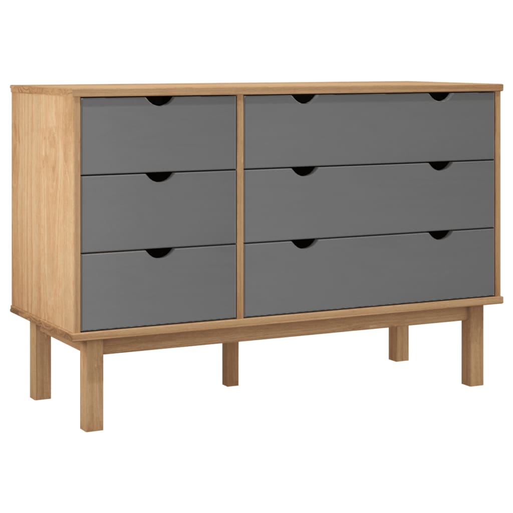 vidaXL Szafka z szufladami OTTA, brązowo-szara 111x43x73,5 cm, sosna