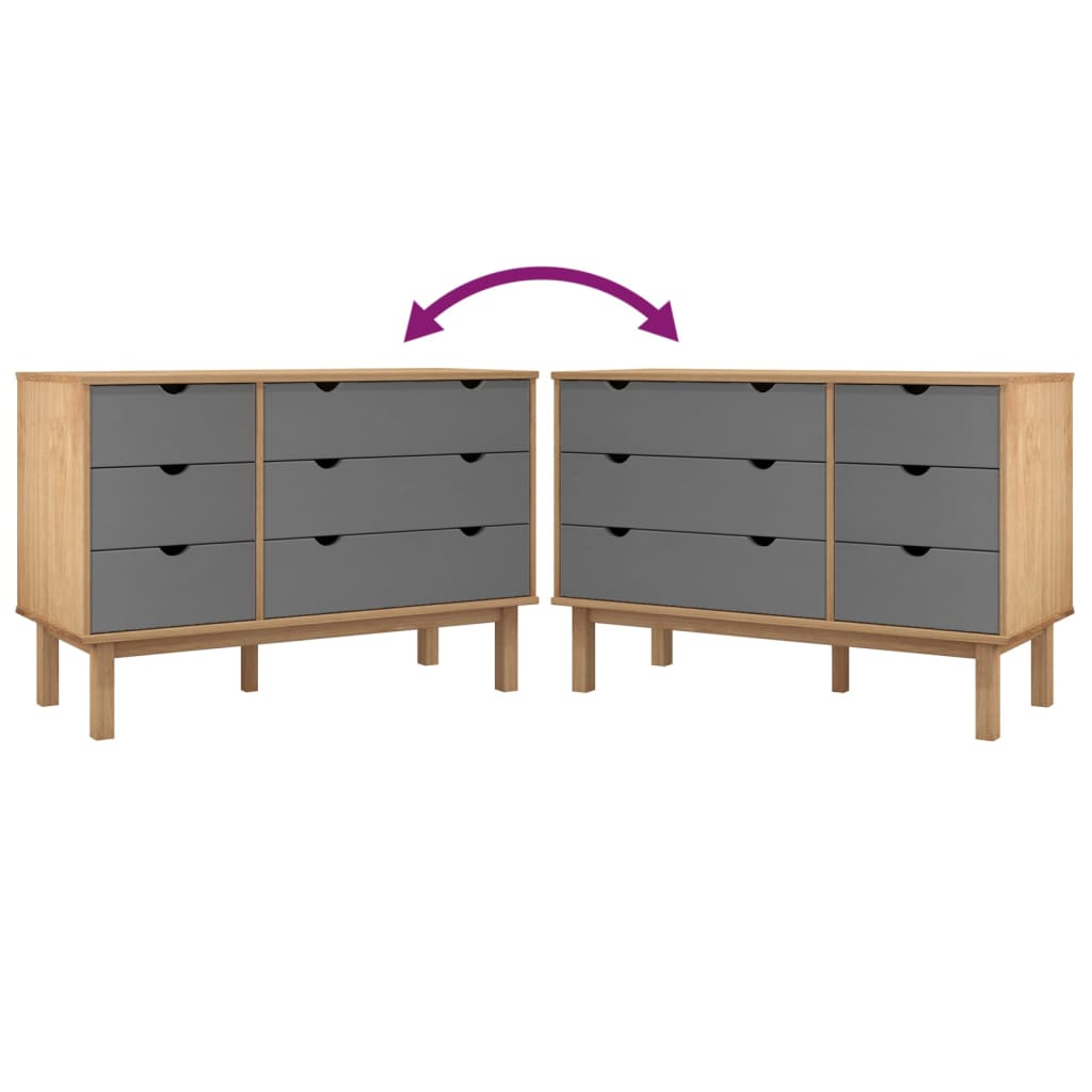 vidaXL Szafka z szufladami OTTA, brązowo-szara 111x43x73,5 cm, sosna