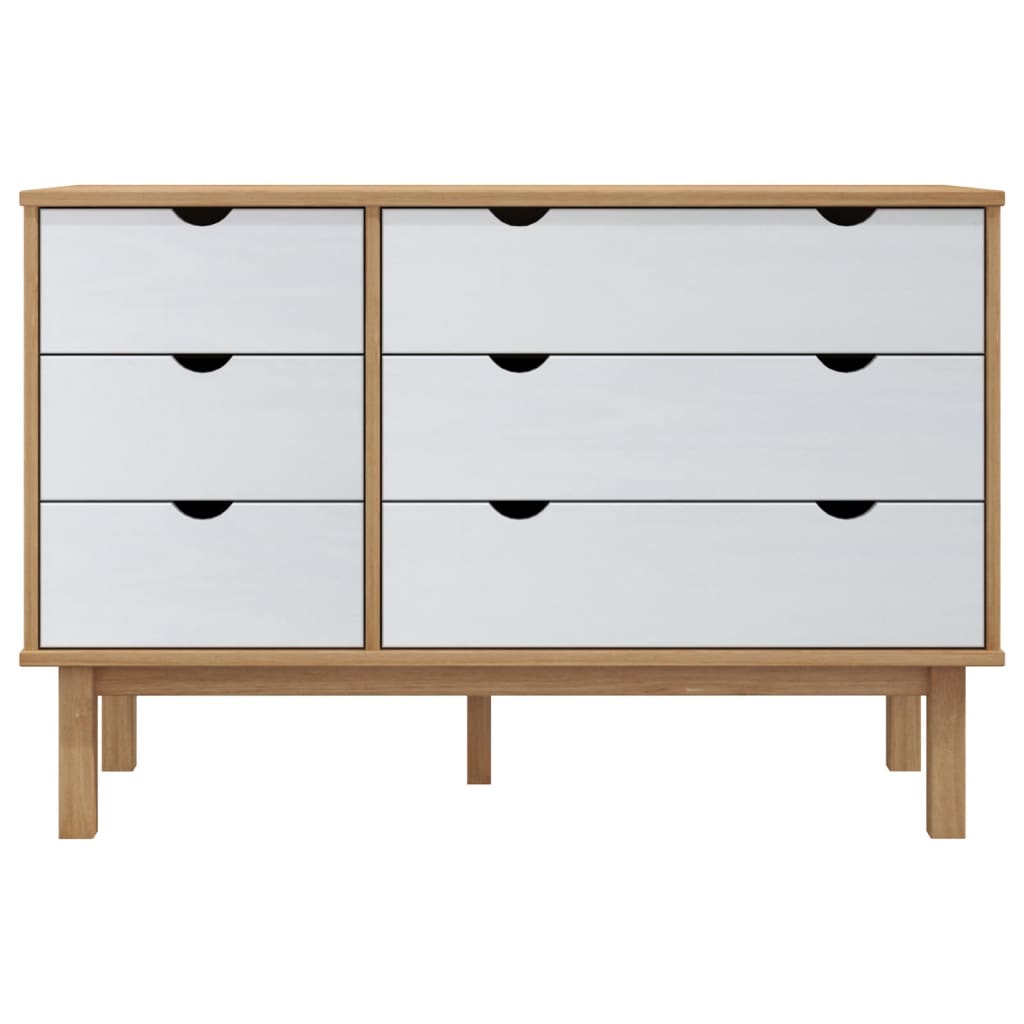 vidaXL Szafka z szufladami OTTA, brązowo-biała 111x43x73,5 cm, sosna