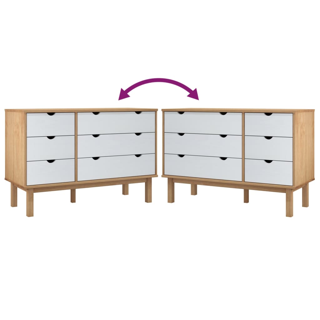 vidaXL Szafka z szufladami OTTA, brązowo-biała 111x43x73,5 cm, sosna