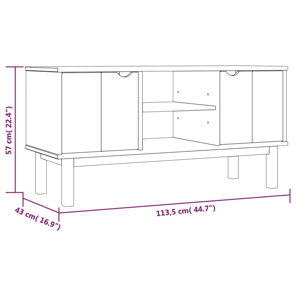 vidaXL Szafka pod TV OTTA, brązowo-biała 113,5x43x57 cm, sosna