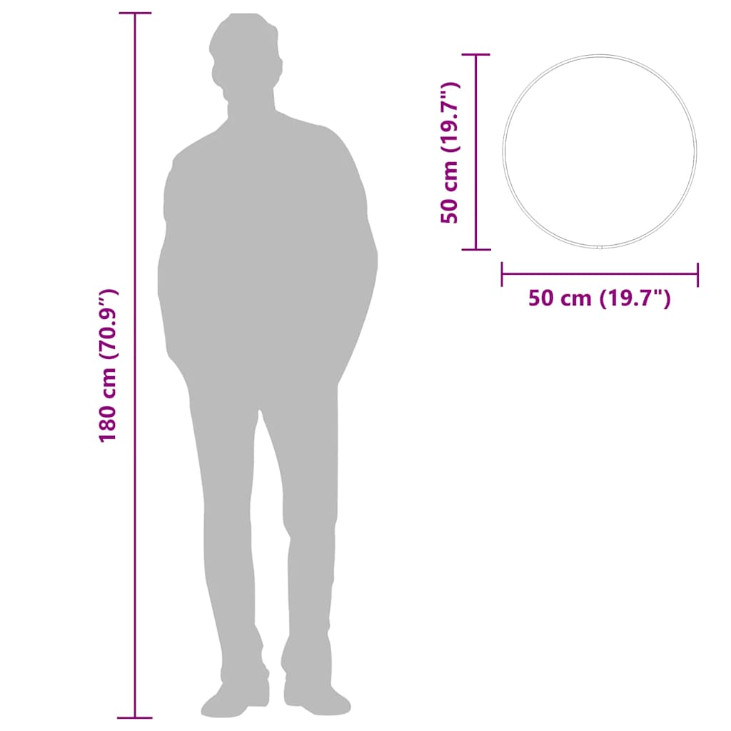 vidaXL Lustro ścienne, srebrne, Ø 50 cm, okrągłe