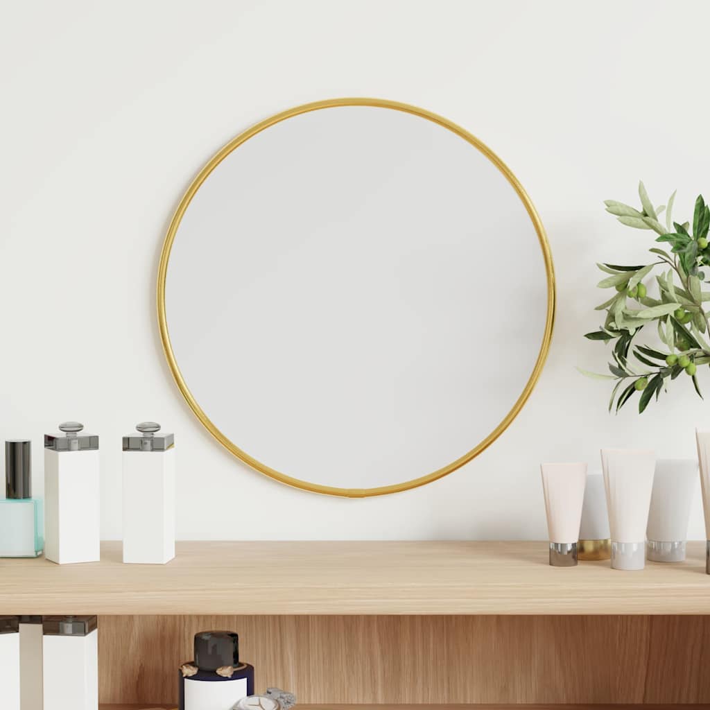 vidaXL Lustro ścienne, złote, Ø 30 cm, okrągłe