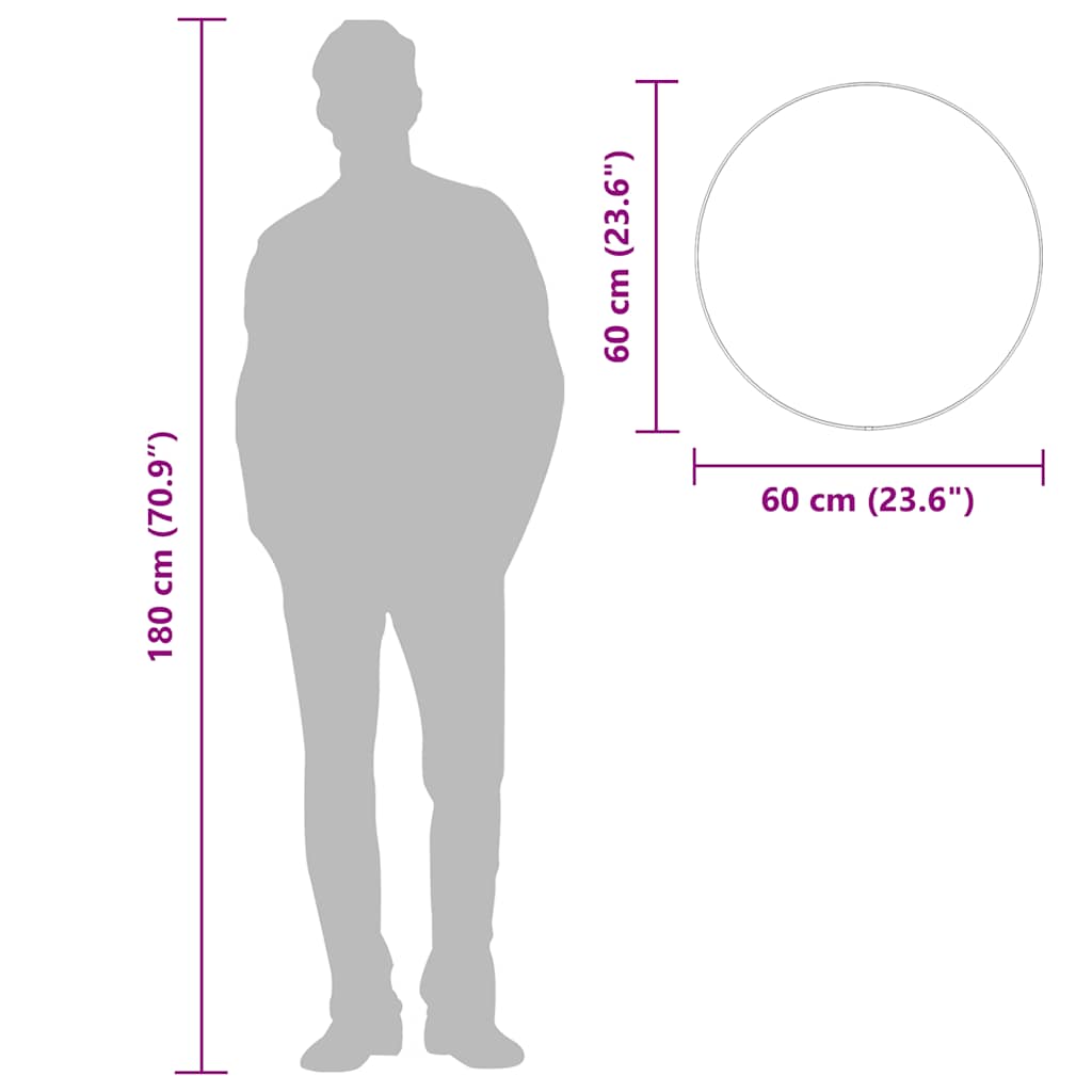 vidaXL Lustro ścienne, złote, Ø 60 cm, okrągłe