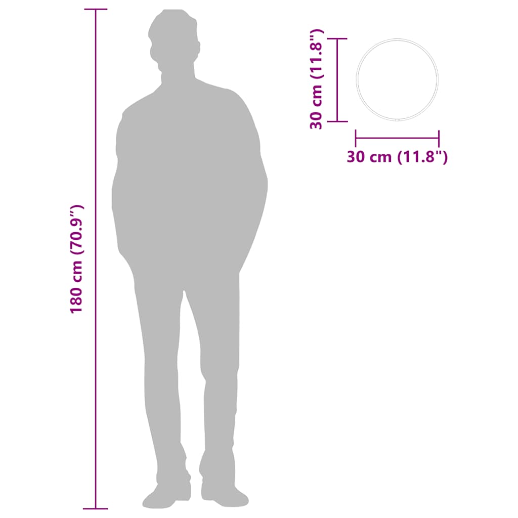 vidaXL Lustro ścienne, czarne, Ø 30 cm, okrągłe