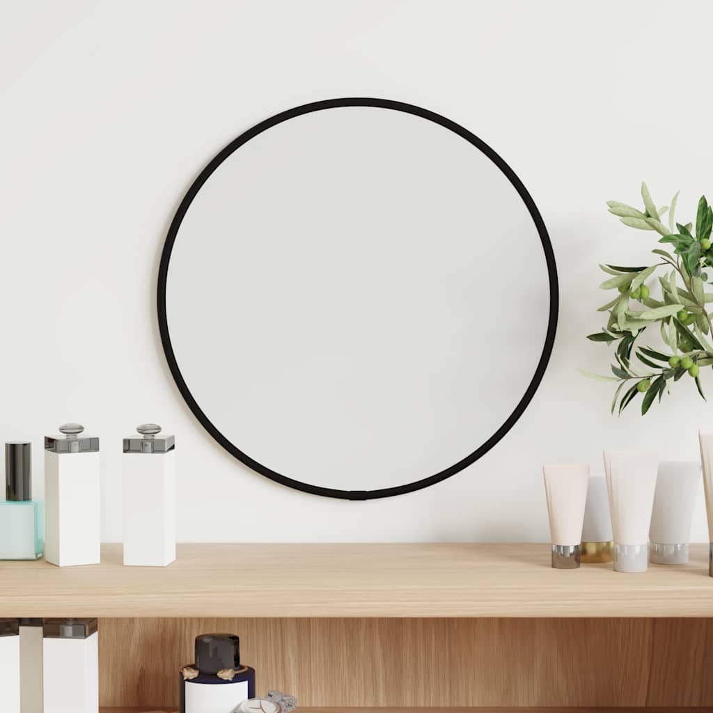 vidaXL Lustro ścienne, czarne, Ø 30 cm, okrągłe